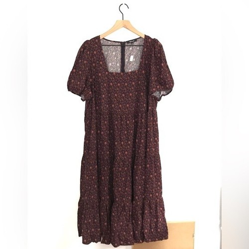 NEW Madewell Aidy Square-Neck Tiered Midi Dress in Orchard Floral | eBay