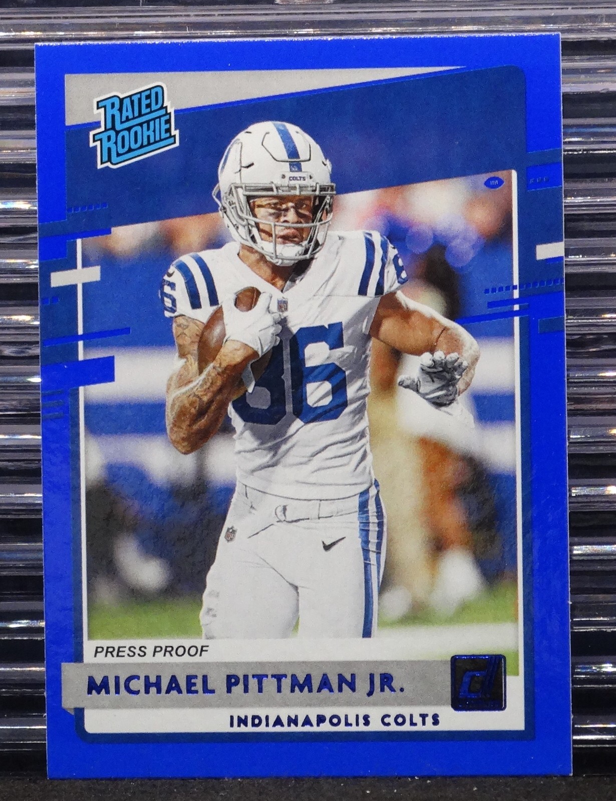 Michael Pittman Jr 2020 Panini Donruss Blue Press Proof Rated Rookie 322 RC Card