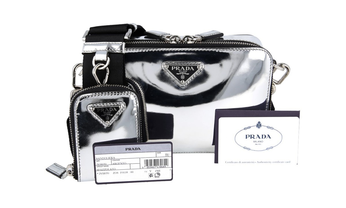 LUXURY PRADA BRIQUE CHROME SHOULDER BAG HANDBAG 2VH070 LUXURY PRADA BRIQUE CHROME SHOULDER BAG HANDBAG 2VH070
