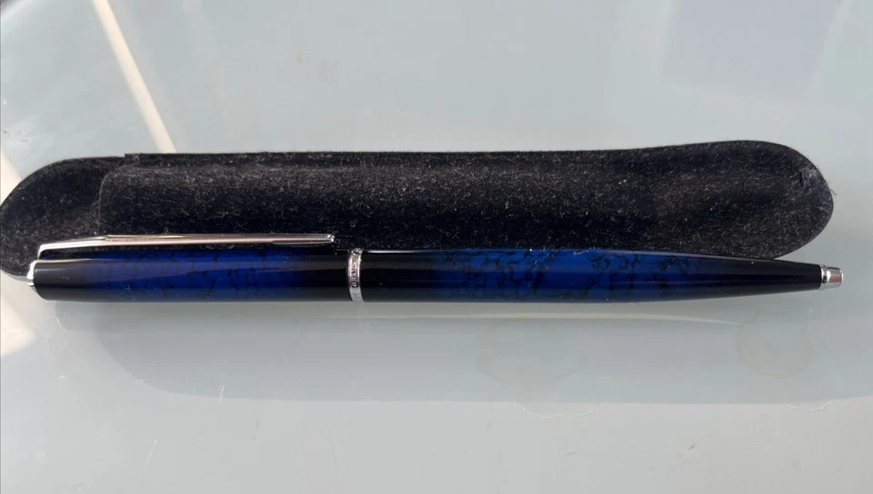 ELYSEE Kugelschreiber, blau marmoriert Silber abgesetzt Etui Stift Schreibwaren - Bild 4 von 4