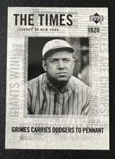 2001 Upper Deck Legends of New York Burleigh Grimes #166 Brooklyn Dodgers