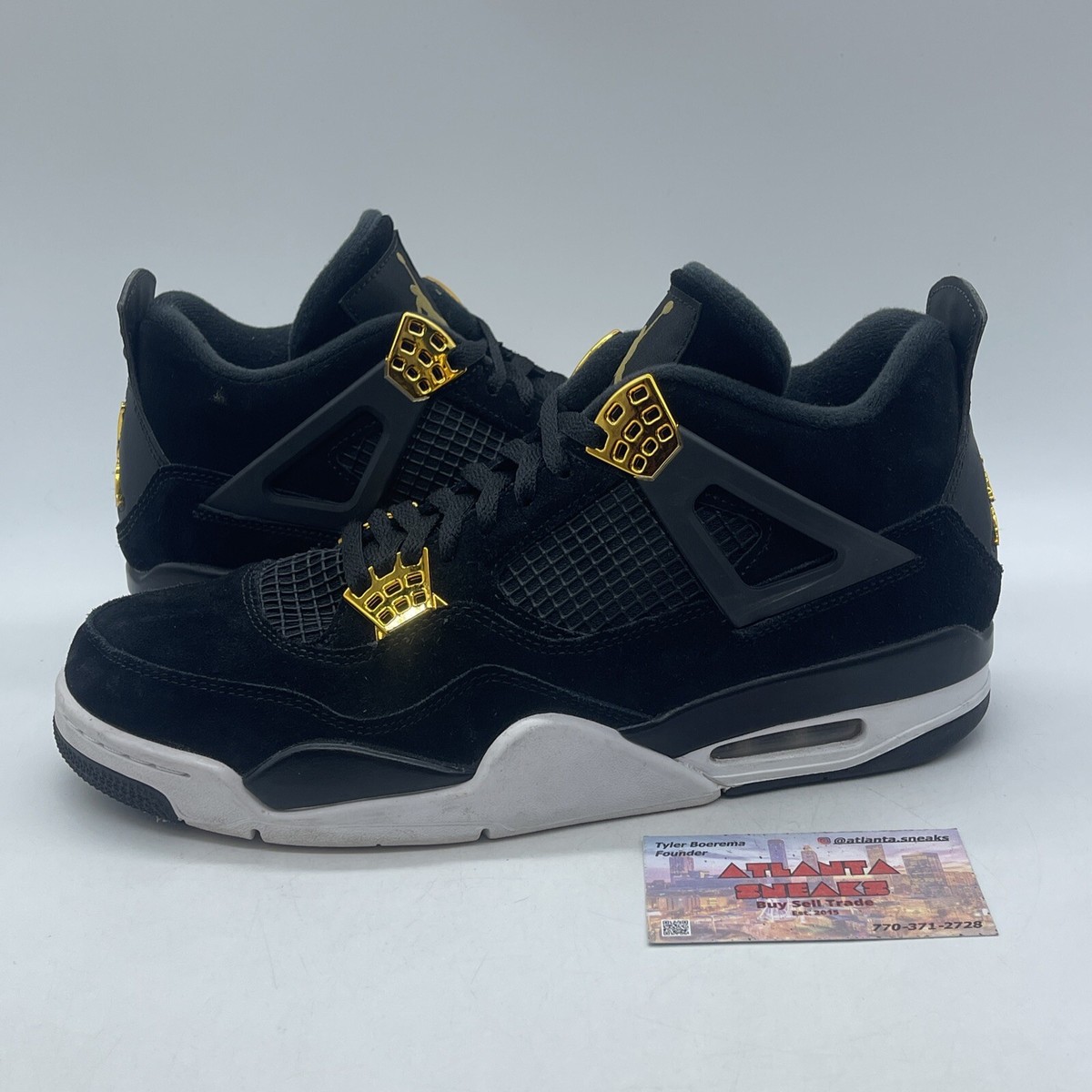 Size 10 - Jordan 4 Retro Royalty 2017 Gold White Black Suede 