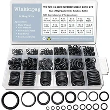 TWCC 770 Pcs Rubber O Rings Kit, 18 Size Metric NBR Washer Gasket Sealing 