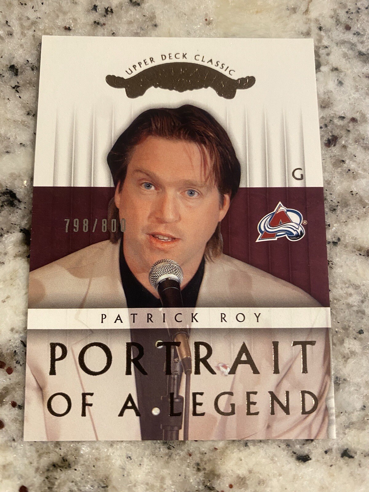 2003-04 UPPER DECK PORTRAITS OF A LEGEND PATRICK ROY #127 2003 INSERT 798/800