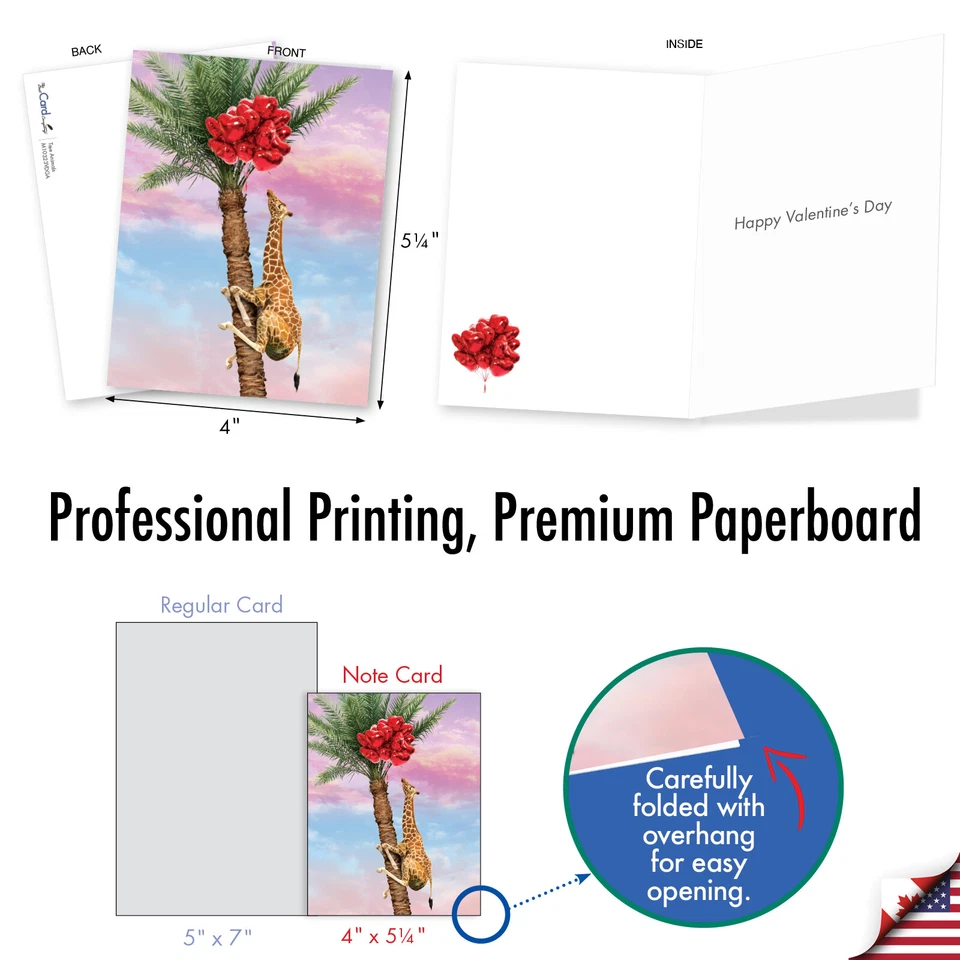 Juego de 20 tarjetas de San Valentín Asst'd 4x5,12" con sobre (10 diseños) animales de árbol Foto 2 de 4