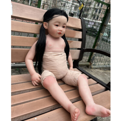 30in Unassembled Reborn Baby Doll Painted Kit Rooted Hair Toddler Girl Handmade