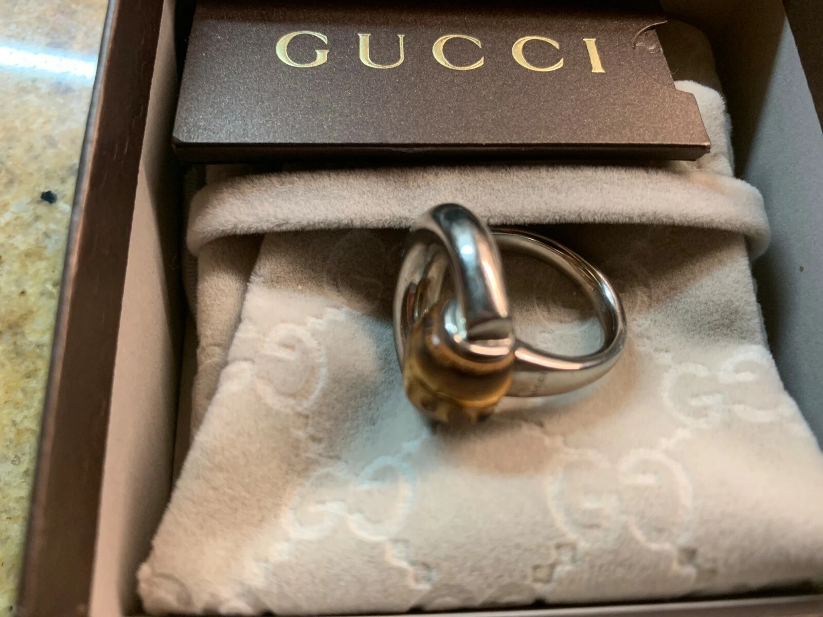 BAGUE BAMBOU NEUVE AVEC BOITE GUCCI ITALY 100% AUTHENTIQUE EN ARGENT STERLING 925 