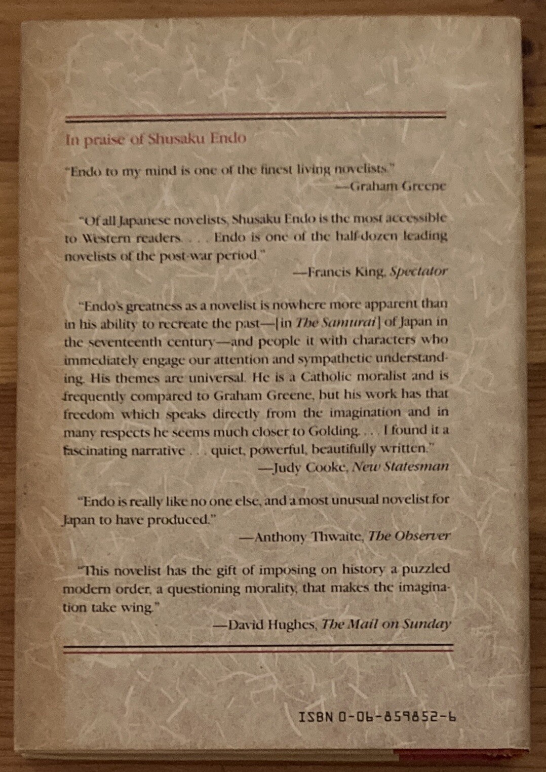 FILA The Samurai Shusaku Endo 1982 Harper & Row Hardcover Dust Jacket First Edition