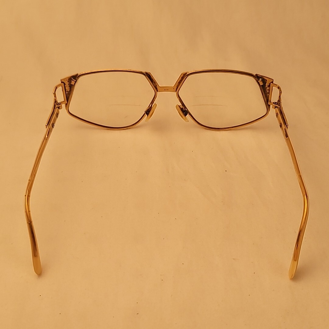 Cazal Vintage 1980s Glasses Model 238 Geometric Gold Tone Enameled