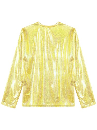 Women's Shiny Tank Tops Holographic Long/Short Sleeve Metallic Shirt Street-wear - 第 95/165 張圖片