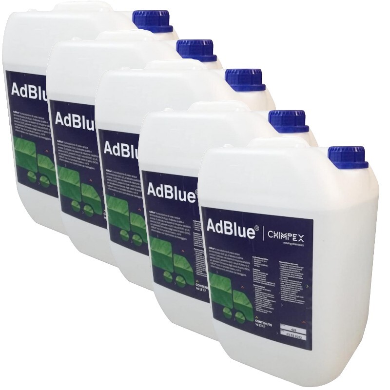 KIT AdBlue 5 taniche 10 Litri Additivo con beccuccio Urea tecnologia scr Diesel