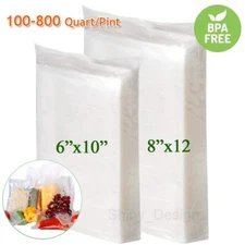Quart 8"x12" Pint 6"x10" Embossed Vacuum Sealer Bags Food Saver Storage 4 Mil