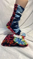 colorful scrap  FLEECE SOCKS 10.5 "  sole see conversion photo unisex peace sign