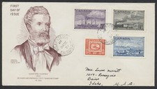 1951 #311-4 Stamp Centenary FDC Universal Engravers Cachet RCAF Stn Calgary CDS