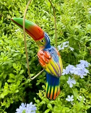 Talavera Bird Handmade Painted Ceramic Parrot Mexican Pottery Hanging Patio #5