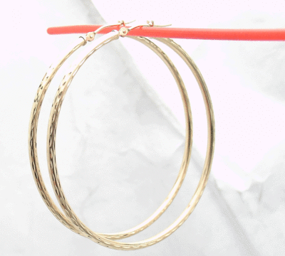 Extra Large Diamond Cut Hoop Earrings In 14K Yellow Gold 2 1/2 Inch  2 1 2 Inch 2 00 Mm - Foto 11