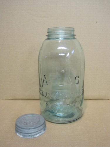 Blue ATLAS Half Gallon Strong Shoulder Mason Fruit Canning Jar w Zinc Lid - Picture 8 of 12