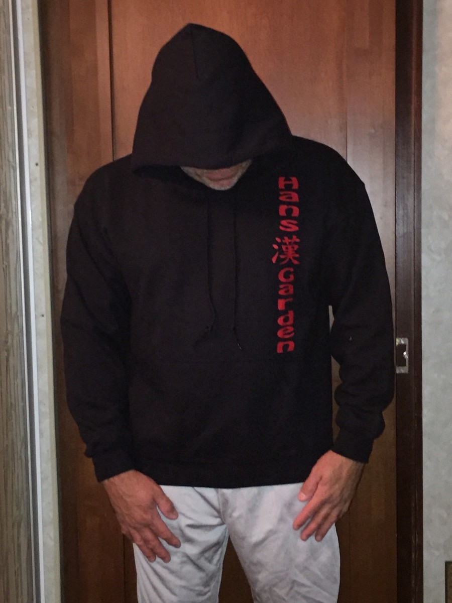 Gildan Heavy Blend Mens Pull Over Black Hooded Sweater Size Large Hans  Garden