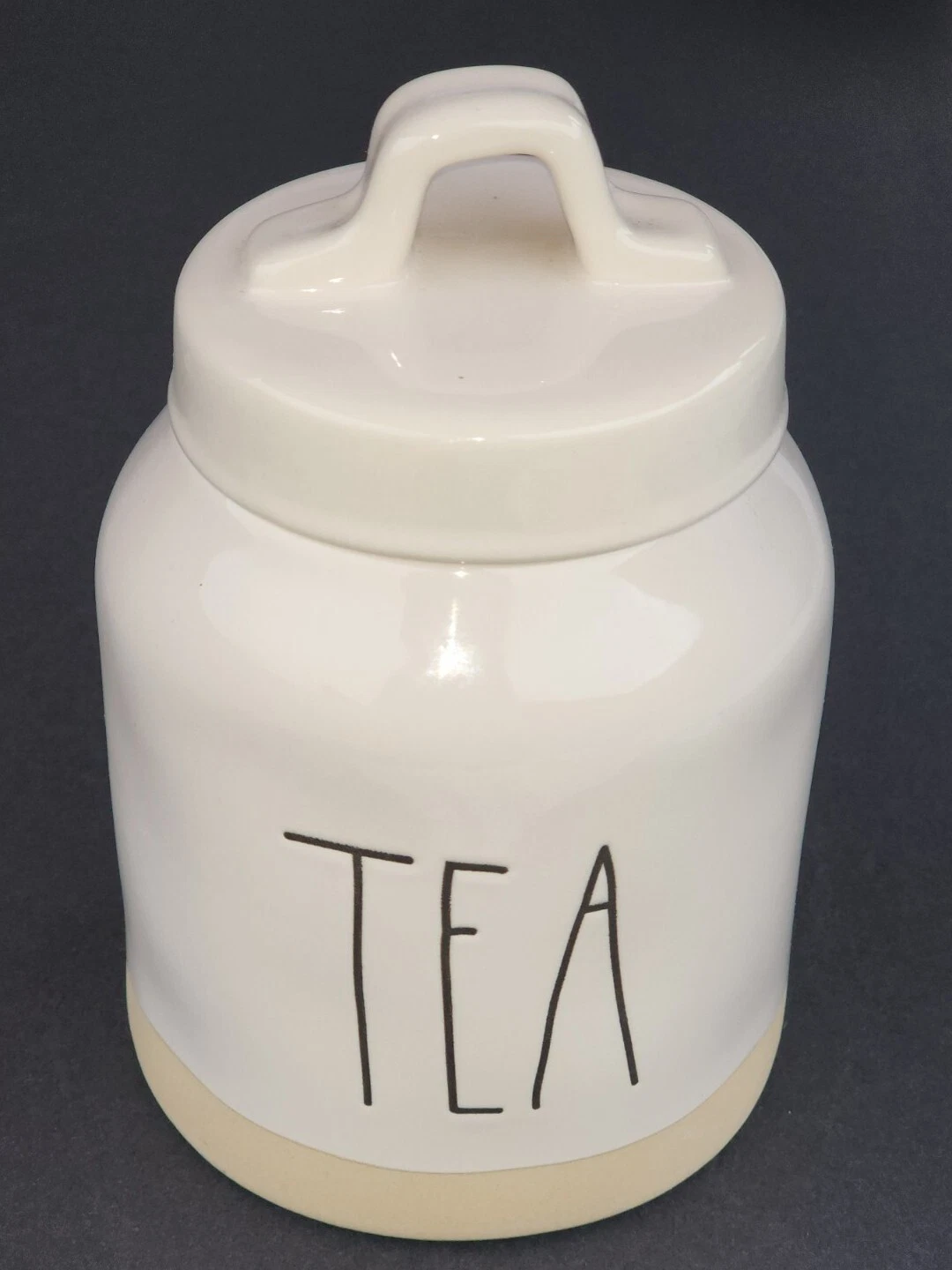 Rae Dunn "TEA" Baby Canister with Tan Trim At The Bottom HTF 2018