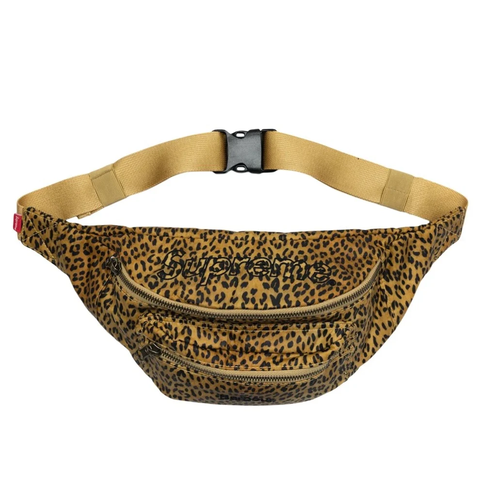 Sac taille coton ciré Supreme x Barbour « léopard »