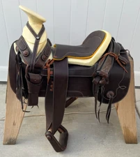 15" BROWN CHARRO SADDLE MONTURA CHARRA PARA CABALLO, Horse Charro Gear Tack