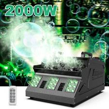 2000W Smoke Fog Bubble Machine RGB 18LED Light DMX Stage DJ Fogger Bubble Blower
