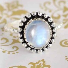 925 Sterling Silver Natural Moonstone Ring Gemstone Women Jewelry For Her Z 75