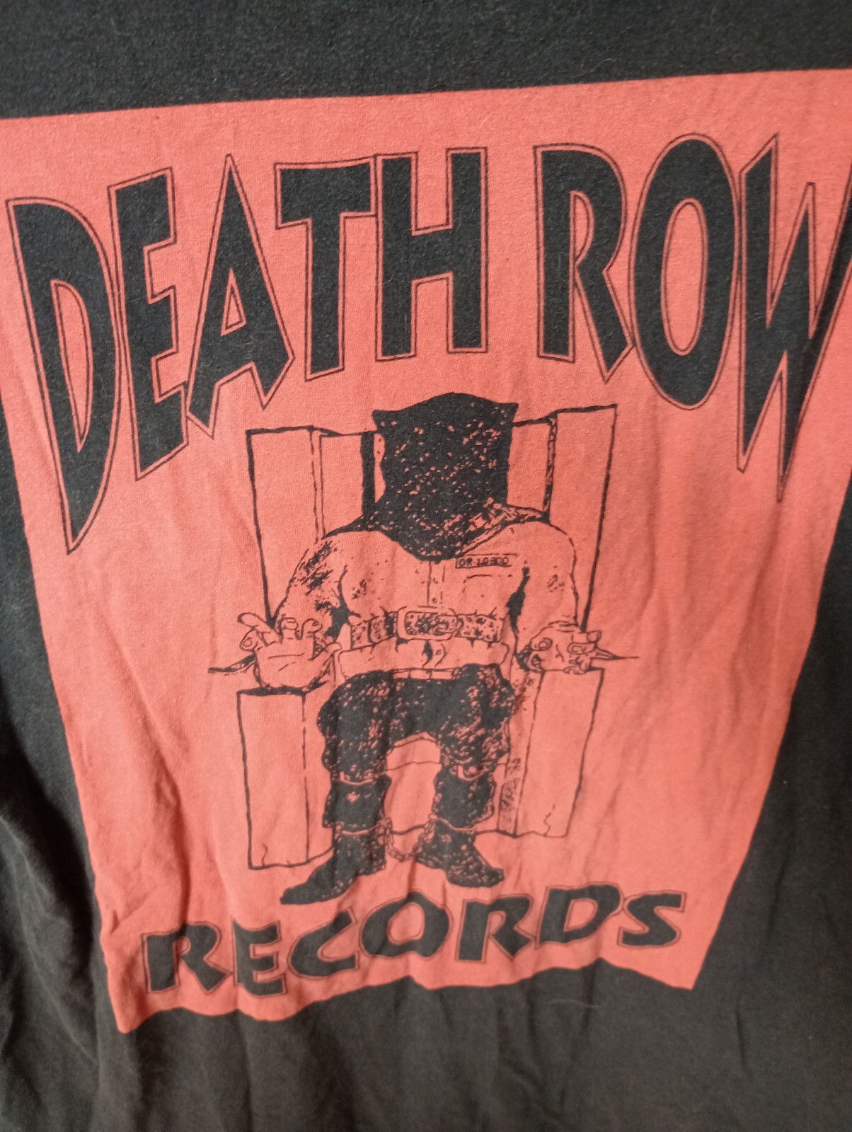 FILA Maglietta Death Row Records uomo Med Rap Tee Tupac Snoop ROSSO DETENUTO stile vintage T