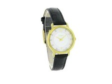 Timex T2P423 Women's Classic Dress White MOP Diamond Dial Black Leather Watch