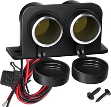 BREADEEP Cigarette Lighter Socket 12V Waterproof Dual Power Plug Outlet with ...