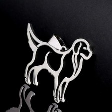 NEW Stainless Steel Golden Retriever Outline Pet Dog Charm Pendant Necklace