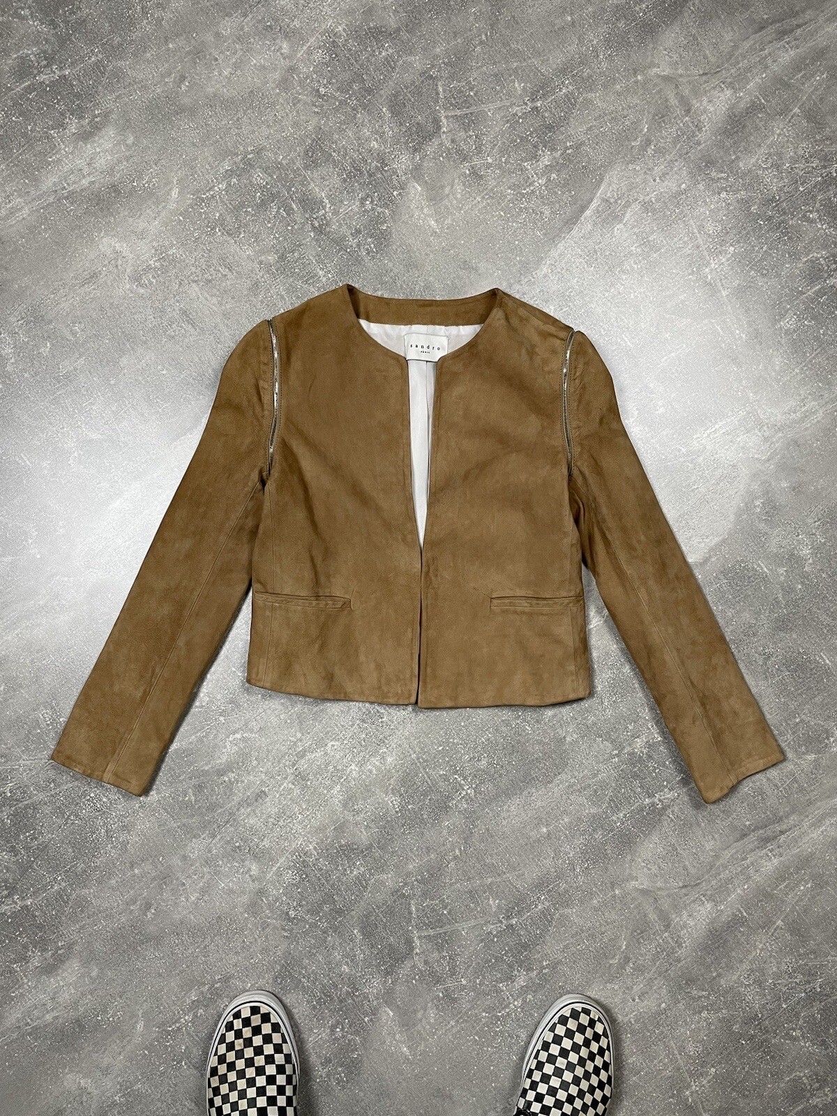 Sandro Suede Zip Sand Transformer Jacket / Vest Made … Gem