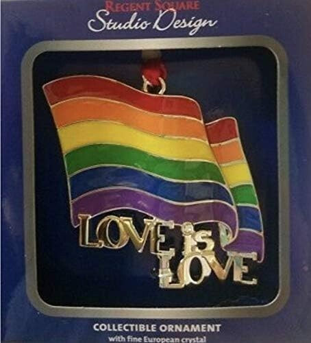 Regent Square "Love is Love" Rainbow Pride Flag Ornament LGBTQ European Crystal 