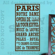PARIS EIFFEL TOWER FRANCE NOTRE DAME Subway Quote Vinyl Wall Decal Decor Sticker