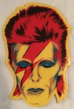 GLITTER DAVID BOWIE ZIGGY STARDUST RARE SPRAY PAINTED 11 X 16 HEAD ON CUT WOOD