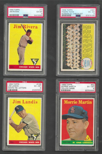 White Letters Jim Landis 108 1958 Topps Baseball Card Graded PSA 6 ONE CARD ONLY - Picture 1 of 1