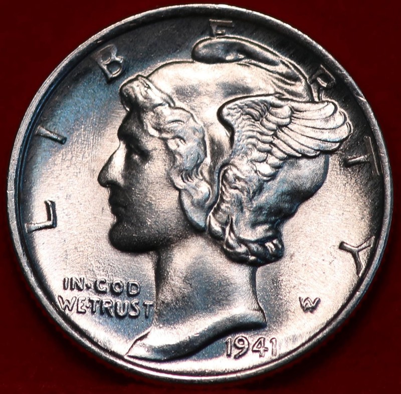 Uncirculated 1941 Philadelphia Mint Silver Mercury Dime