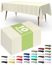 Plastic Table Cloth Disposable 10 Pack, 54 x 108 Inch Table Cloths, Party, We...