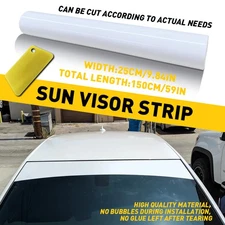 White Sun Strip Decal Universal Fit Windshield Banner Vinyl Visor Sticker 60x10"