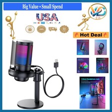 Gaming USB Microphone for Streaming PC PS4/5 Condenser RGB Mute Pop Filter