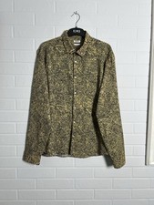 Kenzo Shirt Long Sleeve Slim Fit Cotton Blend Yellow/Black Size 44/17.5