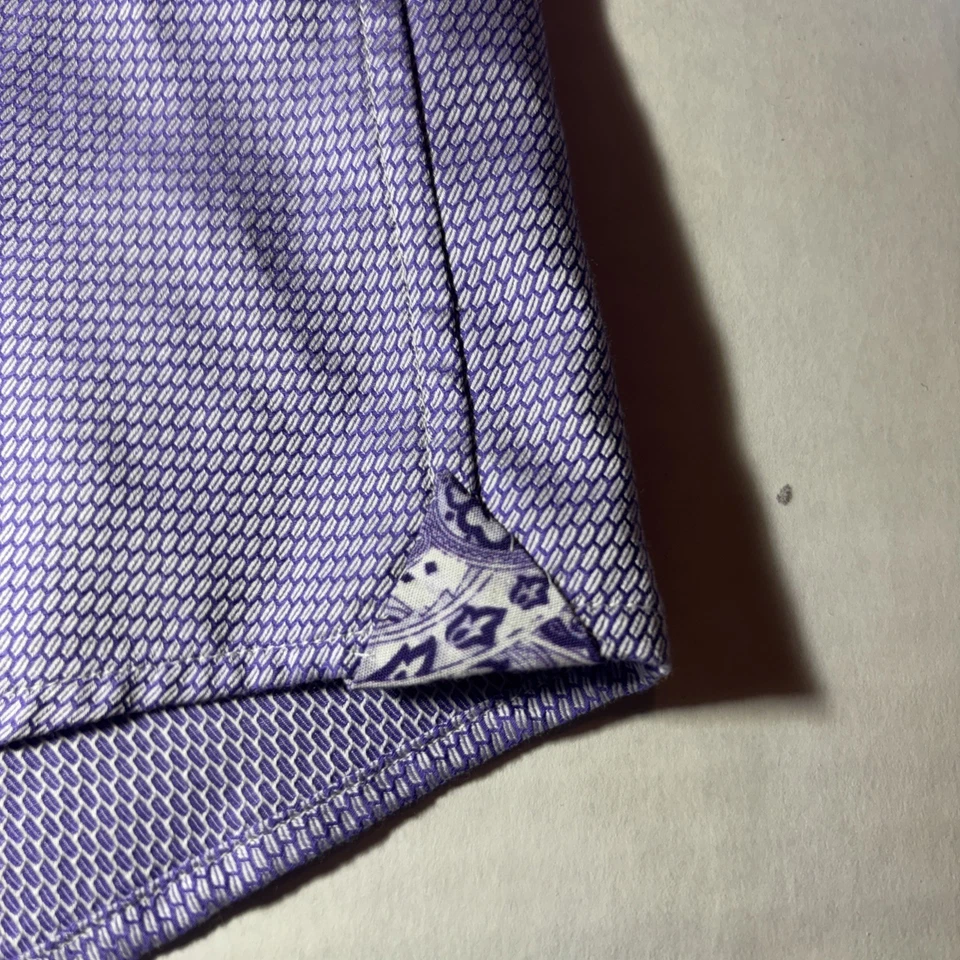 Camisa Robert Graham Para Hombres Grande XL Púrpura Manga Larga Puño Francés Vestido de Diseñador Foto 4 de 4