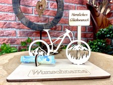 Fahrrad Persönliches Mountainbike Geldgeschenk mit Bergmotiven aus Holz
