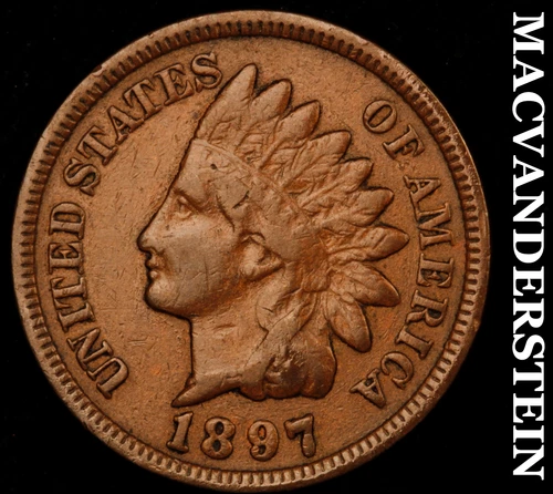 1897 Indian Head Cent-Very Fine Scarce Better Date No Reserve #i3806