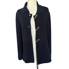 Saint James Pure Wool Knit Navy Cardigan Sweater Big Button Women  s US 6 UK 10