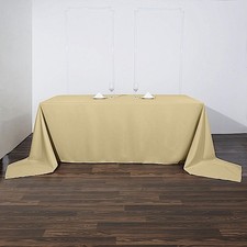 90x156-Inch CHAMPAGNE RECTANGULAR Polyester Tablecloths Catering Wedding