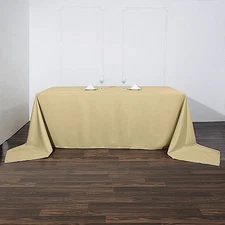 90x156-Inch CHAMPAGNE RECTANGULAR Polyester Tablecloths Catering Wedding