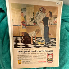 Friskies Vintage Dog Food Print Ad, Pets Theme, Multicolor, Tagline