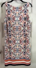 Vince Camuto Dress V-Back Two Layer Midi Sleeveless Bright Multicolor Size 12