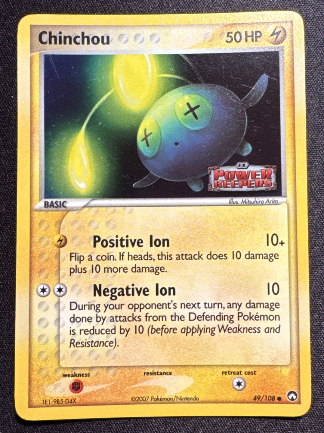 2007 Pokemon EX Power Keepers Chinchou Reverse Holo #49/108 NM